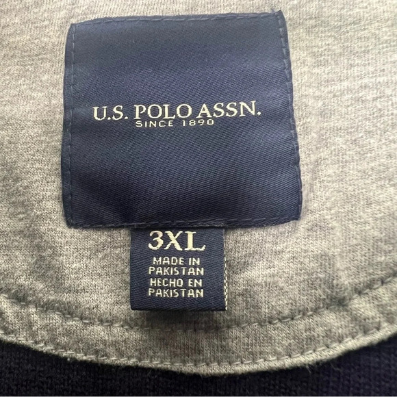 US Polo Assn 1/4 zip pullover navy blue with red embroidered logo ribbed vintage - Picture 6 of 7